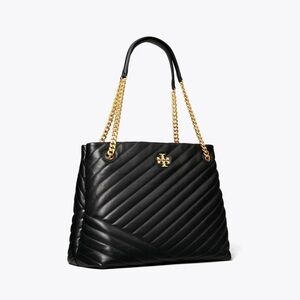 Tory Burch Black Quilted Shoulder Bag with Gold Chain Handles